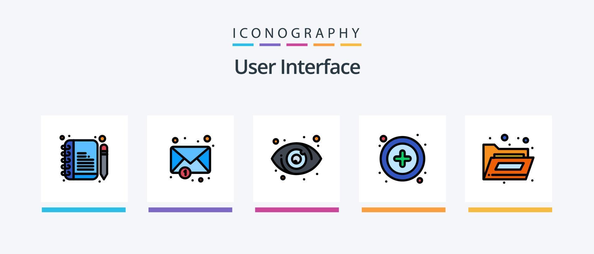 la línea de la interfaz de usuario llenó el paquete de 5 íconos que incluye . cerrar con llave. DIRECCIÓN. interfaz. avion de papel. diseño de iconos creativos vector