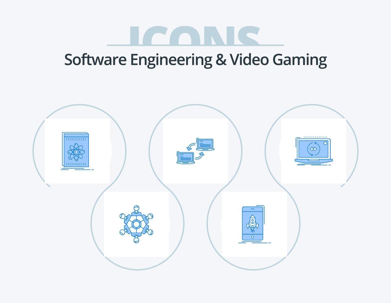 Software Engineering And Video Gaming Blue Icon Pack 5 Icon Design. link. computer. mobile. science. developer vector