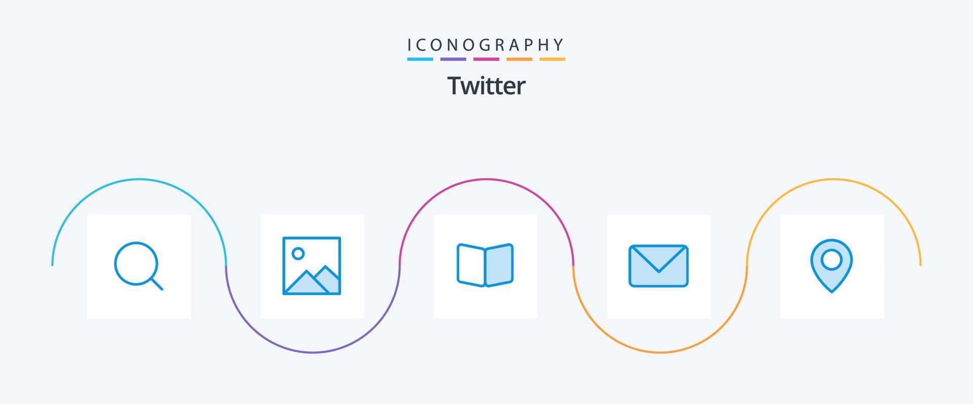 Twitter Blue 5 Icon Pack Including location. chat. book. sms. twitter vector