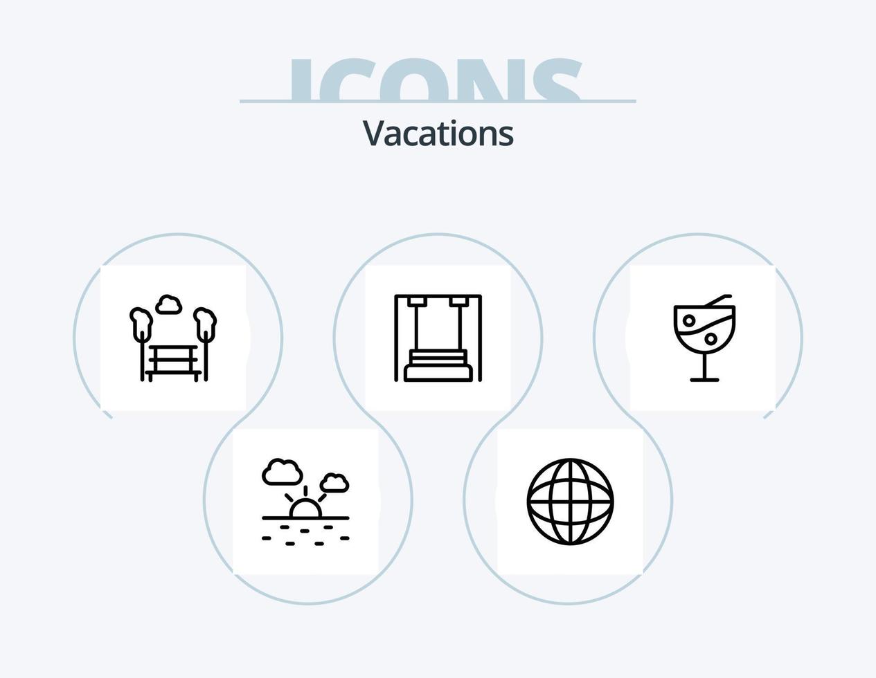 paquete de iconos de línea de vacaciones 5 diseño de iconos. boya salvavidas. seguro. temperatura. mirar. tiempo vector