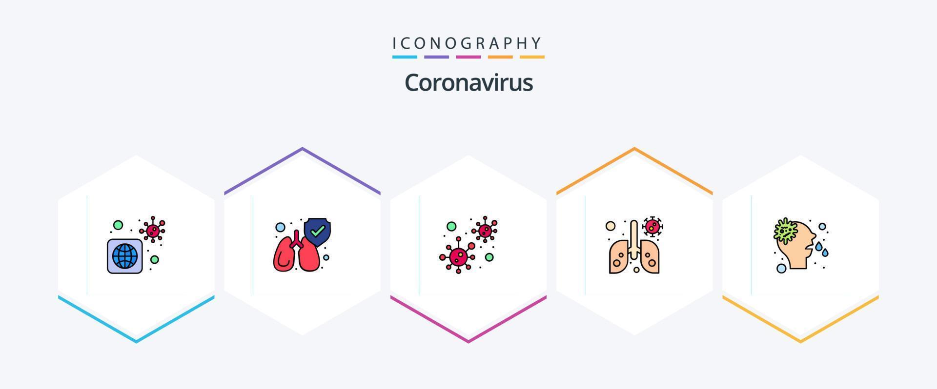Coronavirus 25 FilledLine icon pack including virus. nose. bacteria. allergy. infected vector