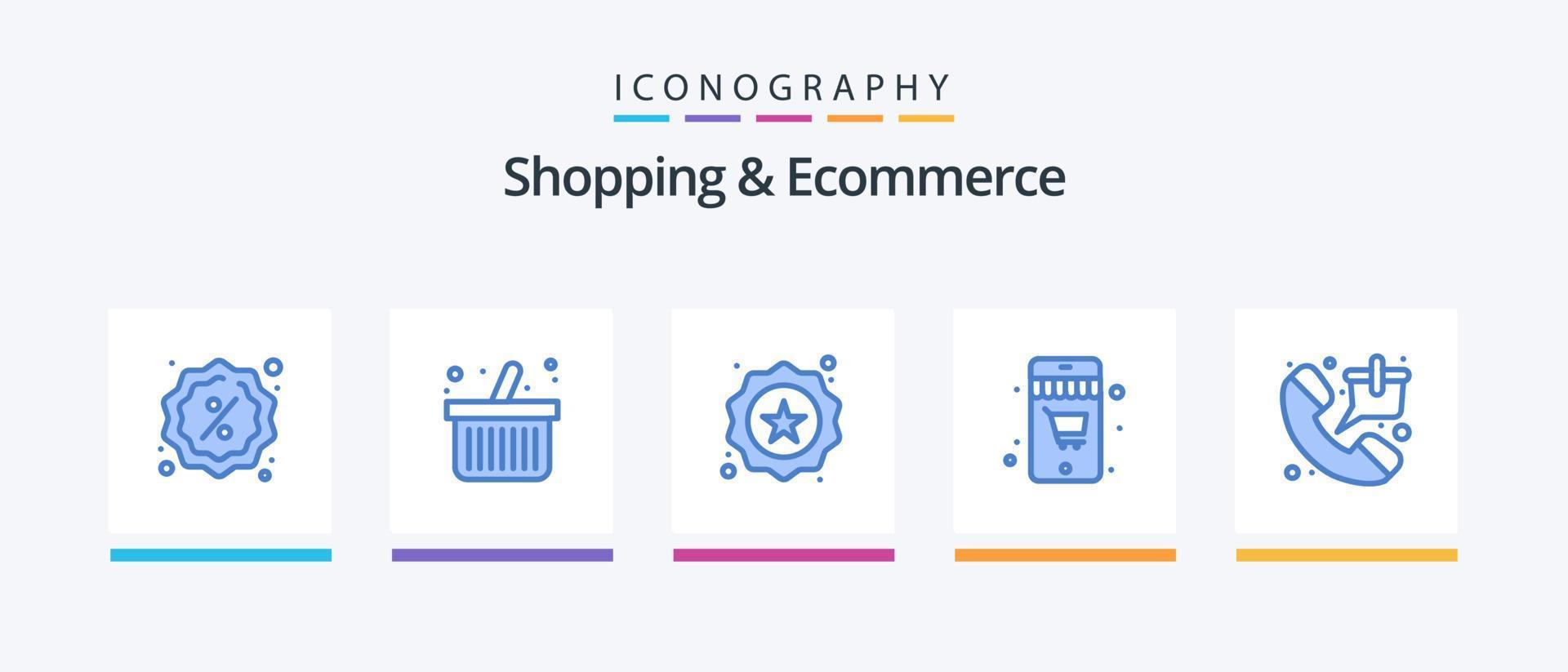 Shopping and Ecommerce Blue 5 Icon Pack Including sale. market. label. bag. shopping. Creative Icons Design vector