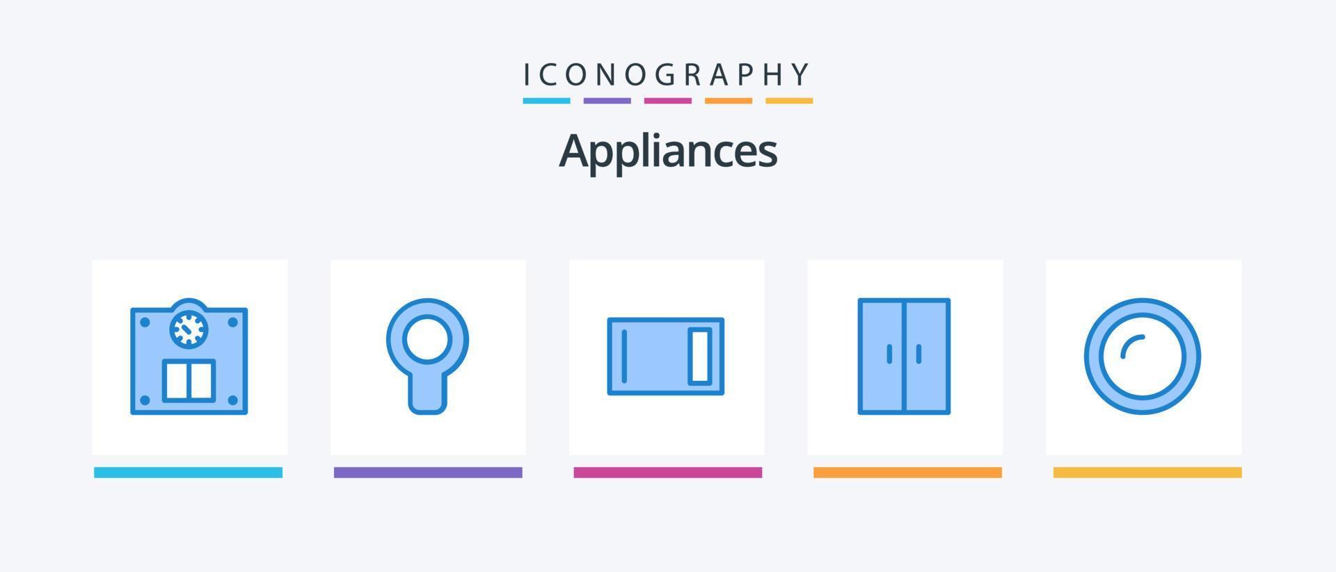 Appliances Blue 5 Icon Pack Including appliances. home appliances. appliances. home. home ware. Creative Icons Design vector