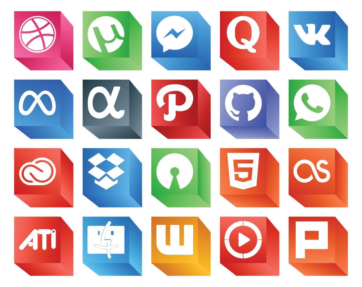 20 Social Media Icon Pack Including html dropbox app net adobe creative cloud vector