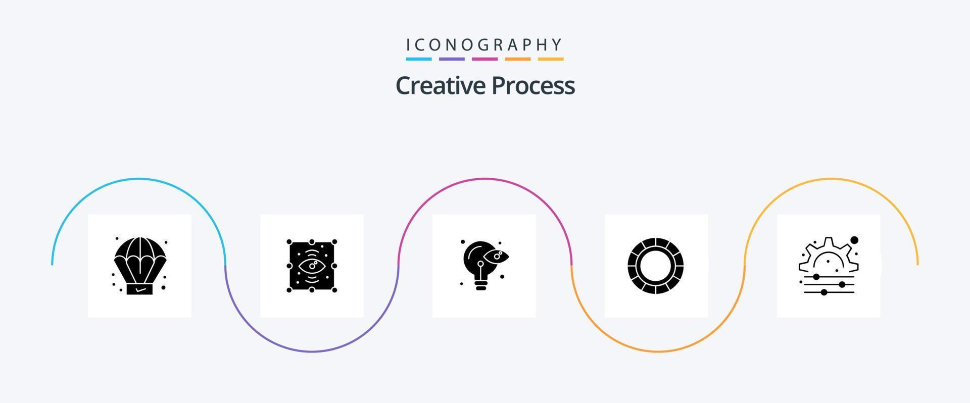 Creative Process Glyph 5 Icon Pack Including . process. process. creative. creative vector