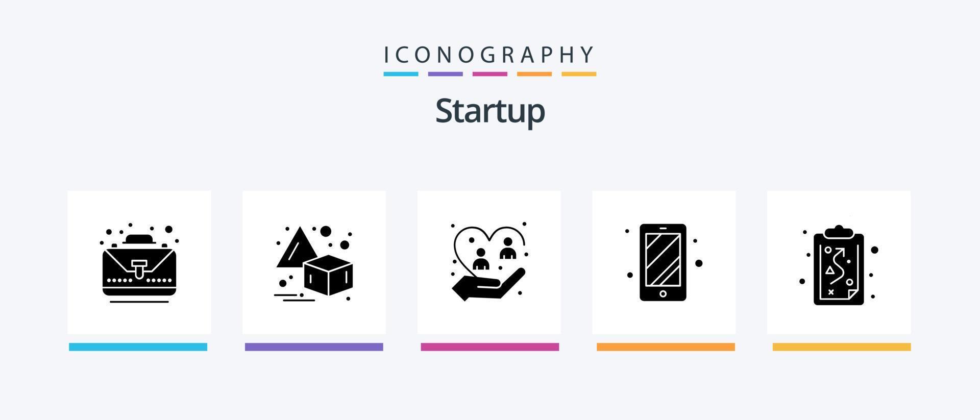 Startup Glyph 5 Icon Pack Including strategy. clipboard. caring. access. phone. Creative Icons Design vector