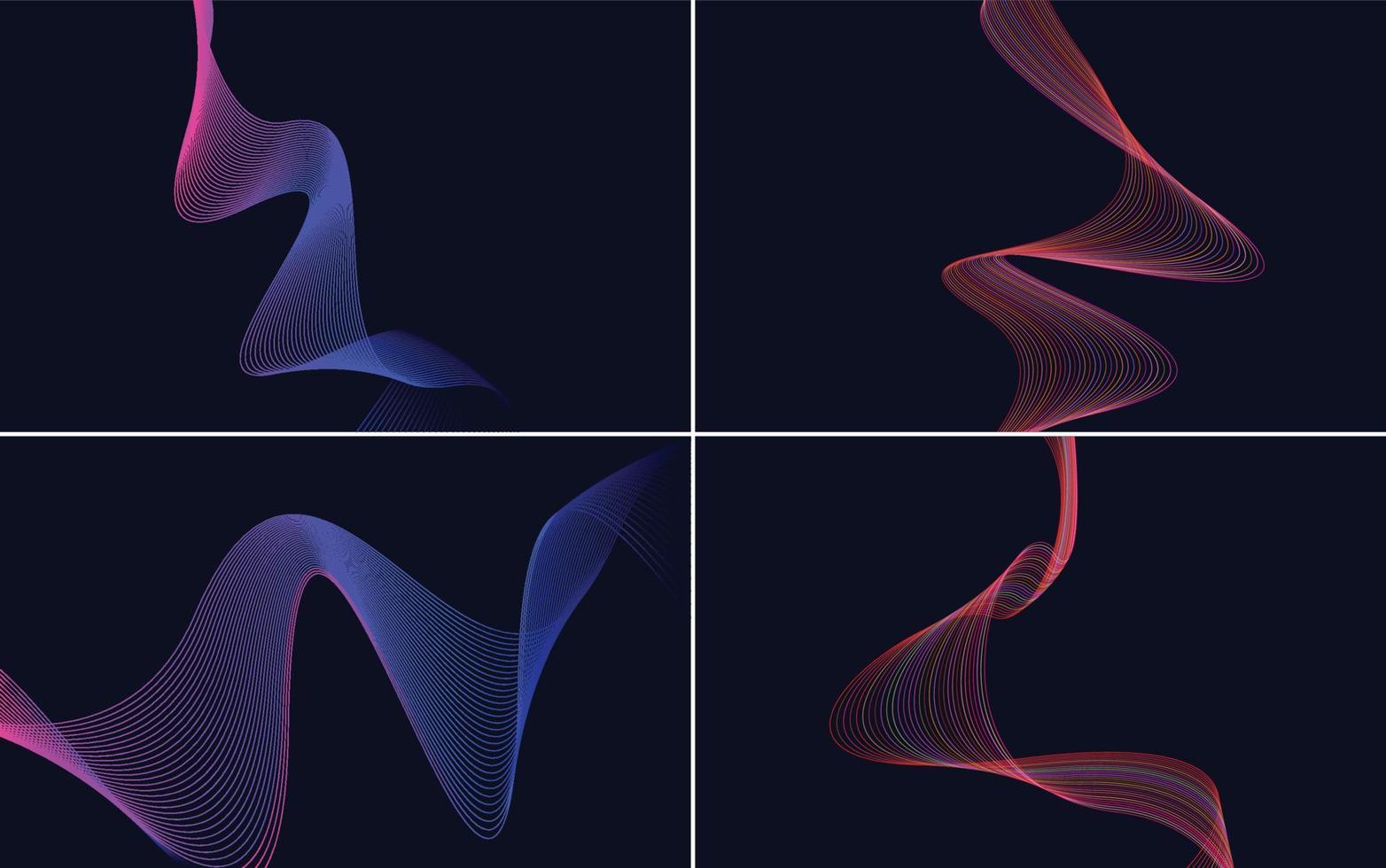 Set of 4 geometric wave pattern backgrounds for your projects vector