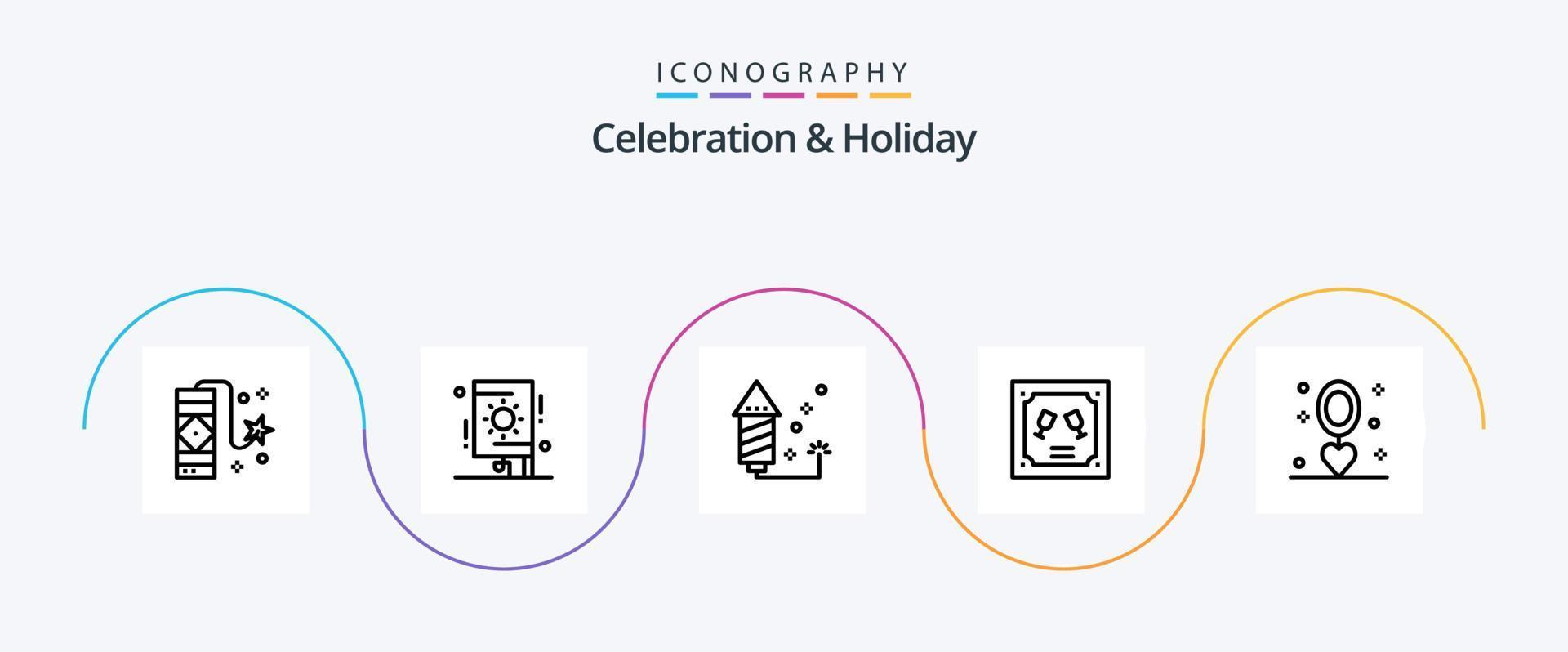 Celebration and Holiday Line 5 Icon Pack Including event. letter. celebration. invitation. card vector