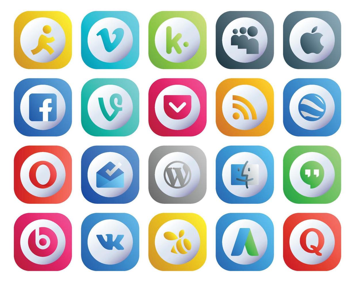 20 Social Media Icon Pack Including beats pill finder pocket cms inbox vector