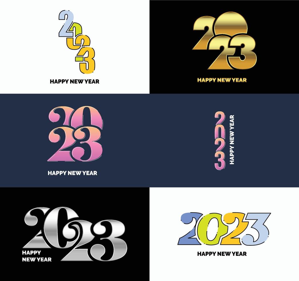 gran colección de símbolos de feliz año nuevo 2023 portada del diario de negocios para 2023 con deseos vector