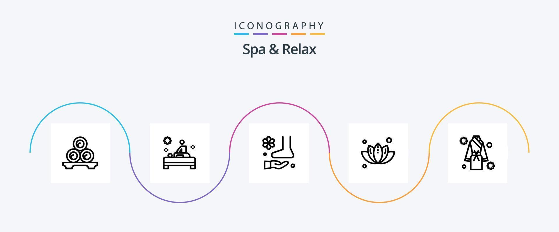 paquete de iconos de línea 5 de spa y relajación que incluye. balneario balneario relajarse . pie vector