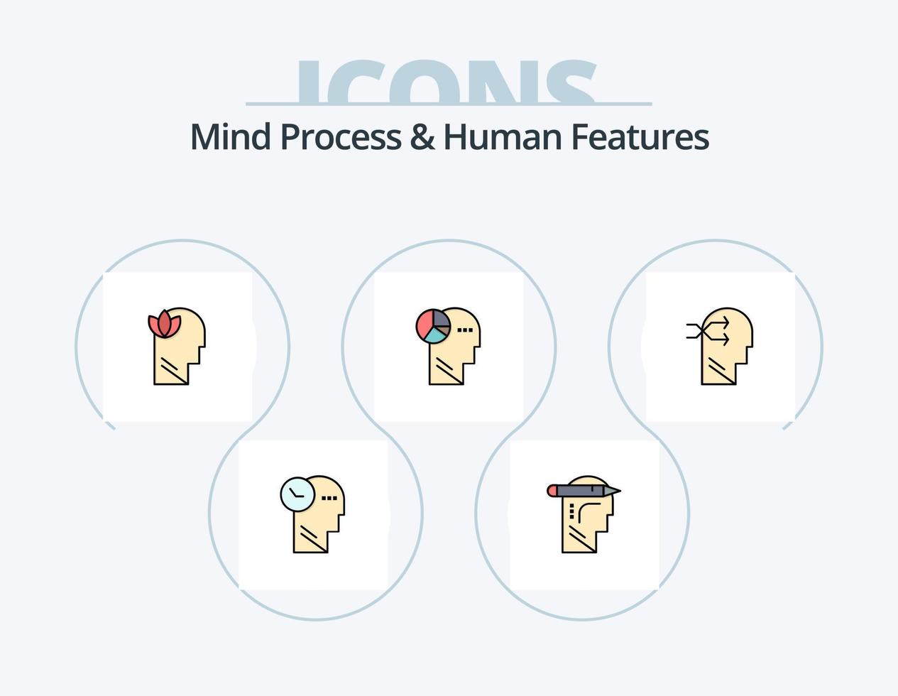 Mind Process And Human Features Line Filled Icon Pack 5 Icon Design. thinking. head. theory. mind. human vector