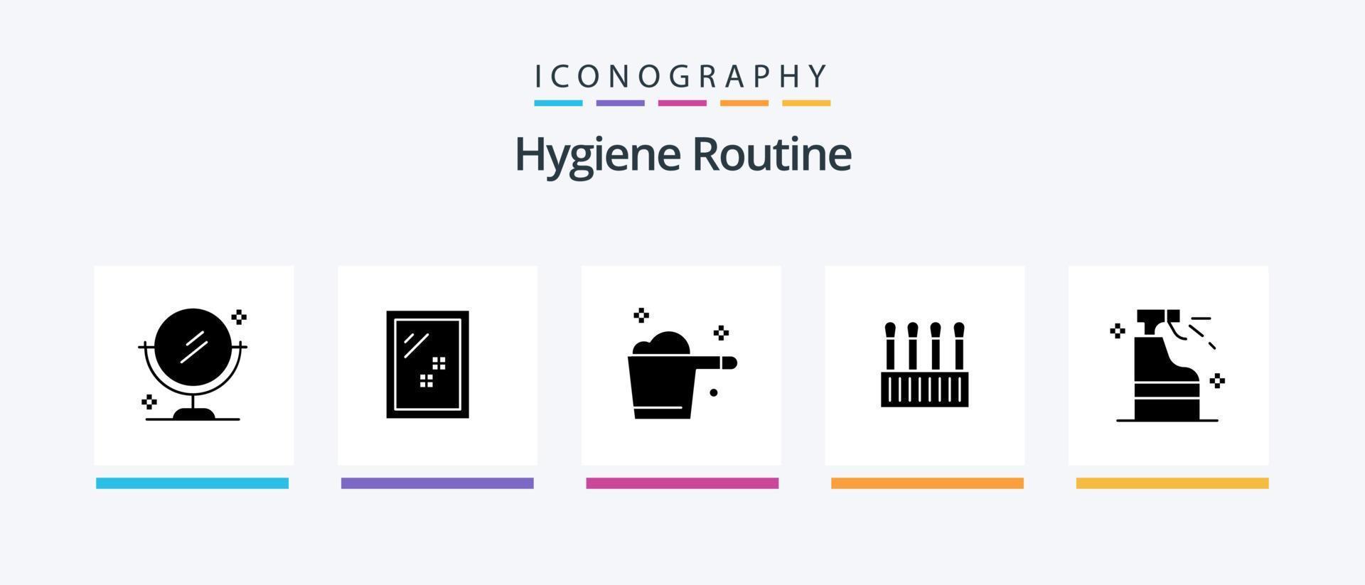 paquete de iconos de glifo 5 de rutina de higiene que incluye detergente. rociar. detergente. algodón. brotes diseño de iconos creativos vector