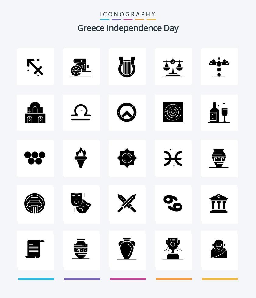 Creative Greece Independence Day 25 Glyph Solid Black icon pack  Such As medicine. ireland. greece. balance. history vector