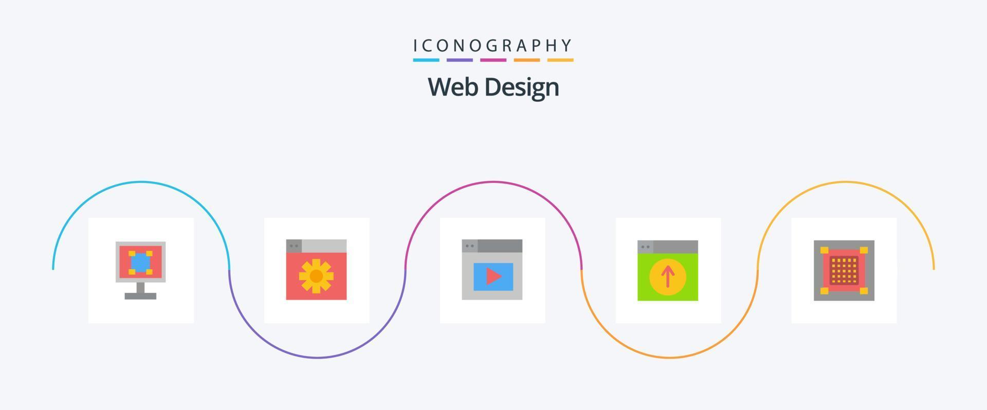 Web Design Flat 5 Icon Pack Including design. application. web. design. up vector