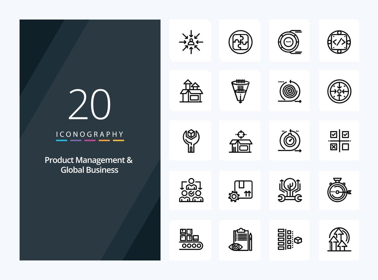 20 Product Managment And Global Business Outline icon for presentation vector