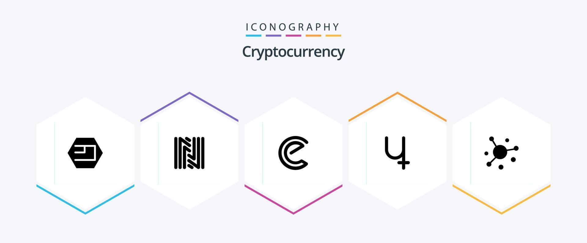 Cryptocurrency 25 Glyph icon pack including coin . crypto . crypto currency. coin vector