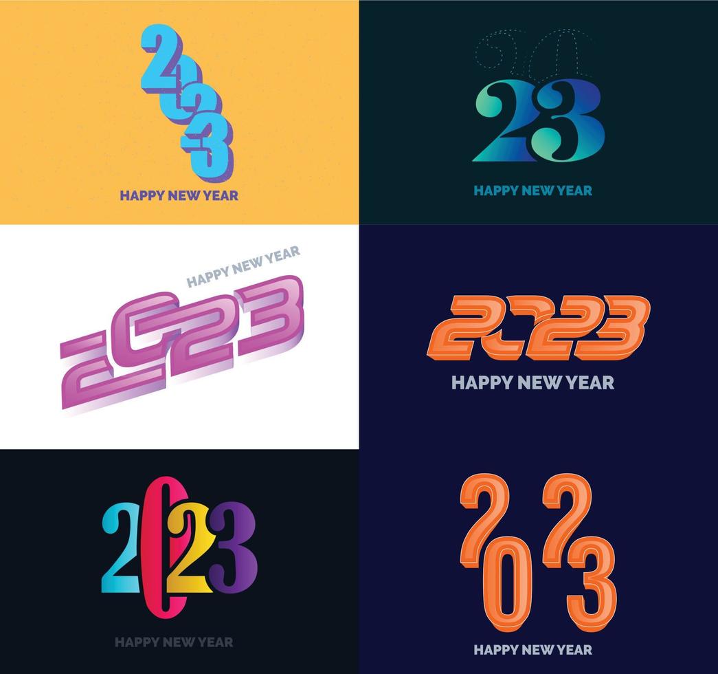 Big Set of 2023 Happy New Year logo text design 2023 number design template vector