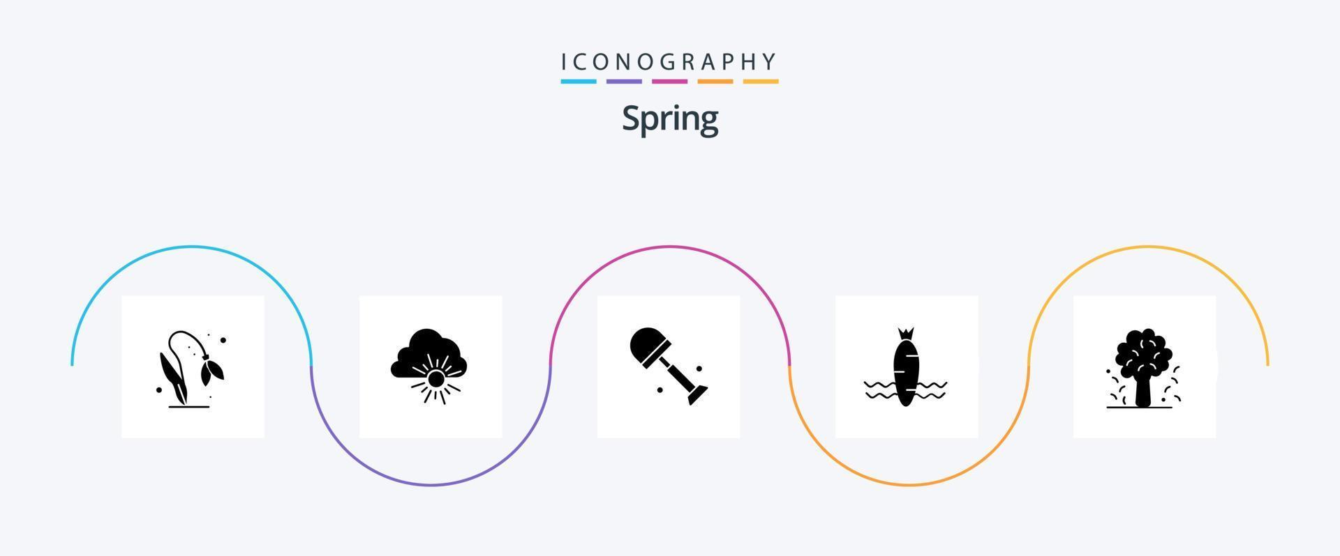 paquete de iconos de glifo de primavera 5 que incluye manzana. primavera. grande. verdura. zanahoria vector