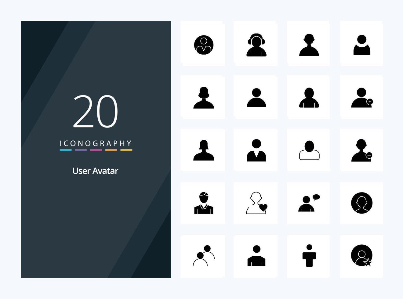 20 User Solid Glyph icon for presentation vector