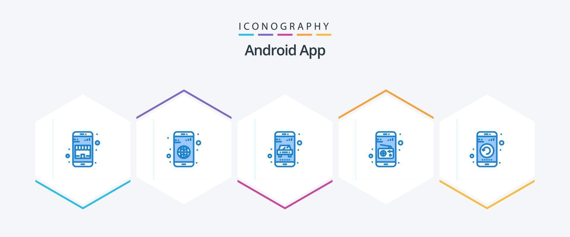 Android App 25 Blue icon pack including mobile. application. delivery. radio. communication vector