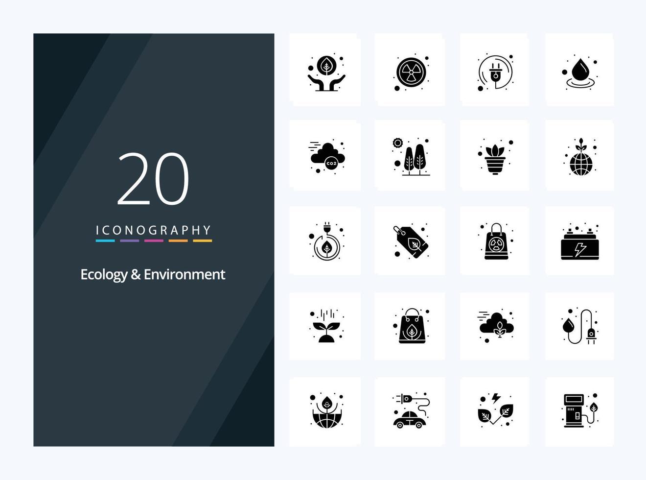 20 Ecology And Environment Solid Glyph icon for presentation vector