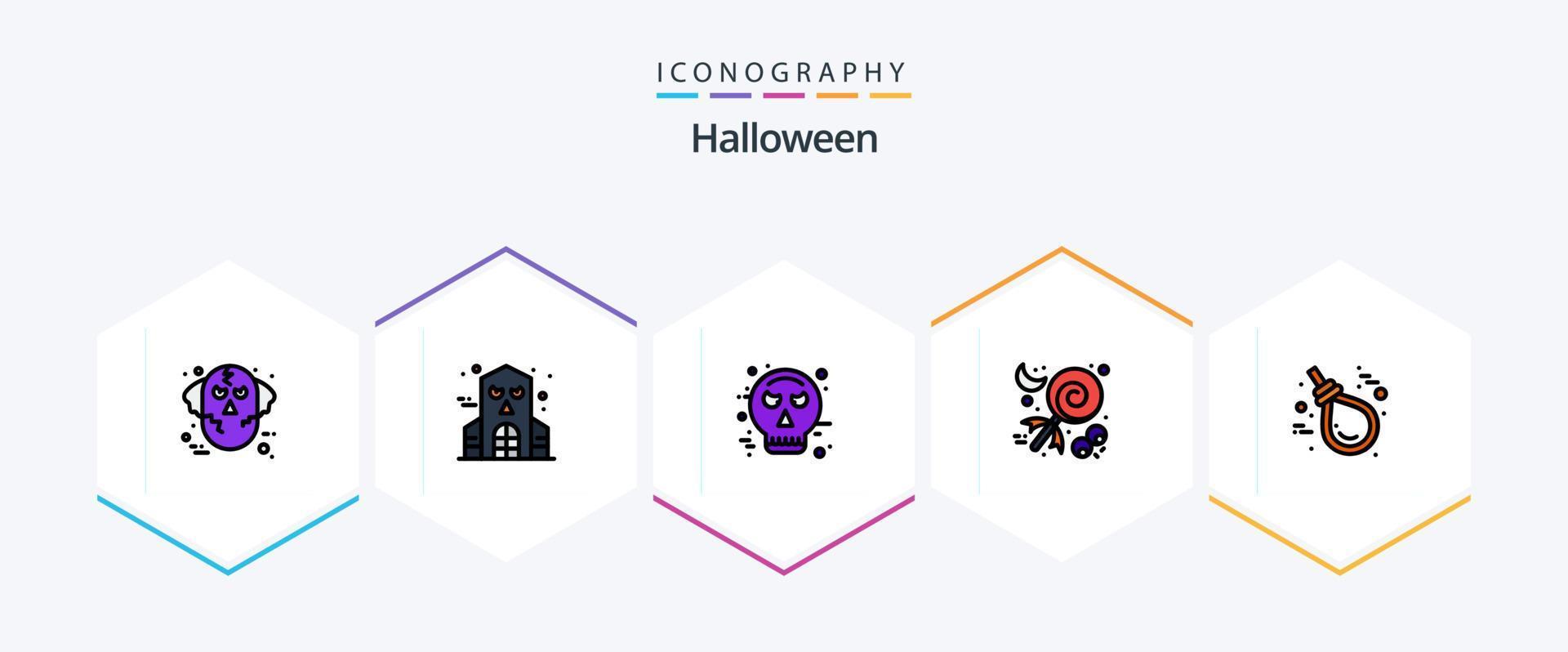 paquete de iconos de línea completa de halloween 25 que incluye horca. día festivo. avatar. Víspera de Todos los Santos. dulce vector