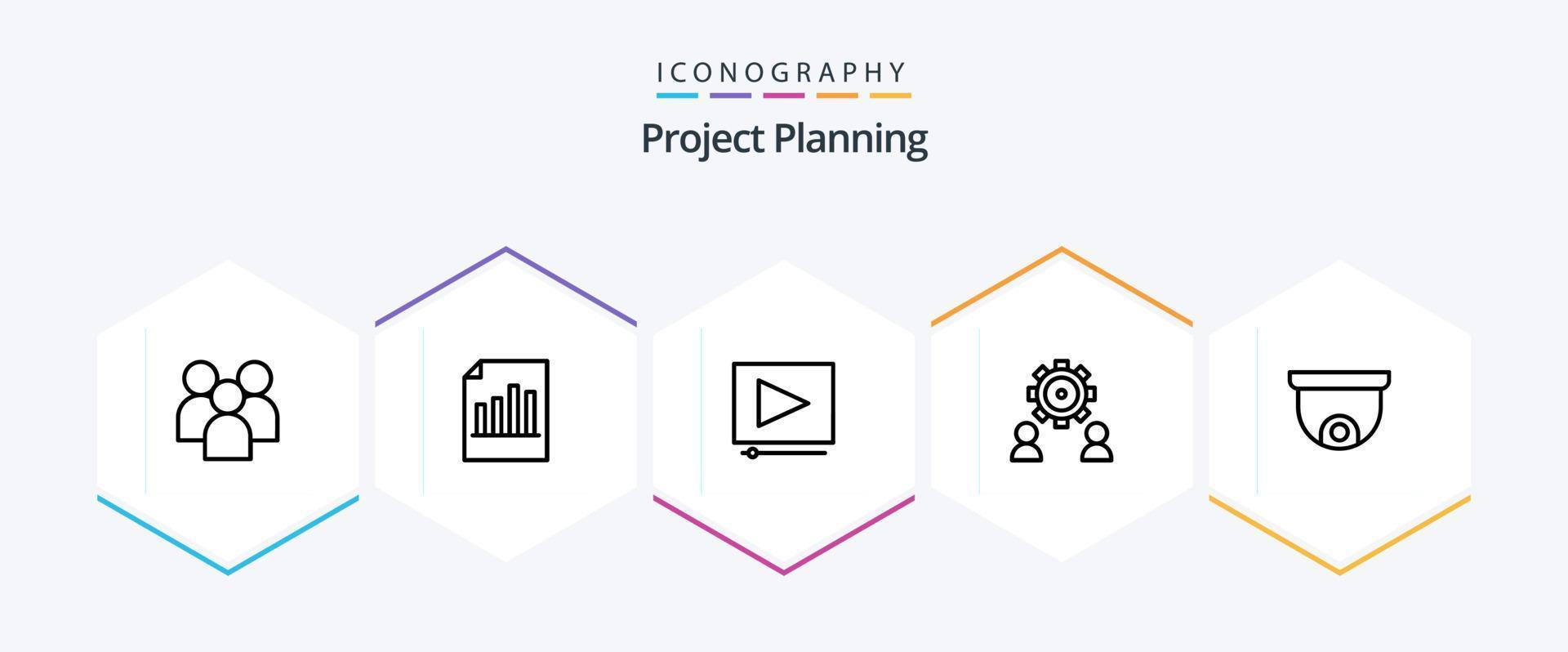 Project Planing 25 Line icon pack including user. preference. report. employee. project vector