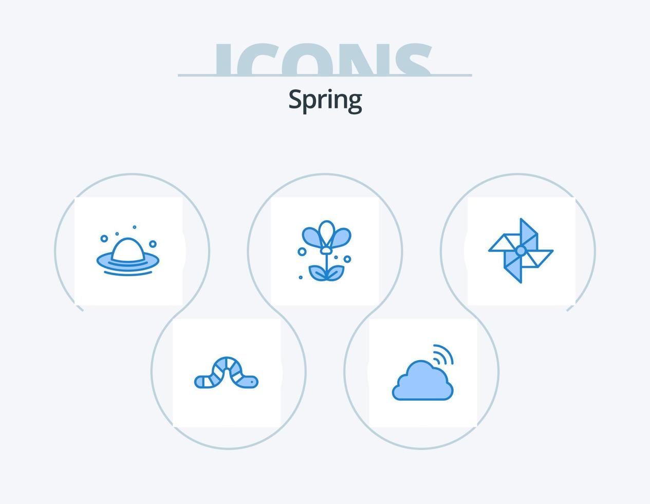 Spring Blue Icon Pack 5 Icon Design. spring. nature. weather. floral. spring vector