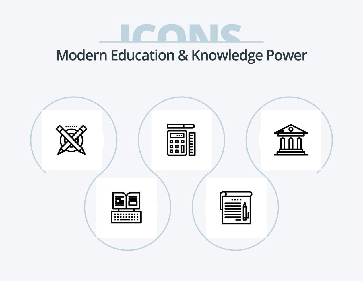 Modern Education And Knowledge Power Line Icon Pack 5 Icon Design. book. alphabet. university. basic. abc vector