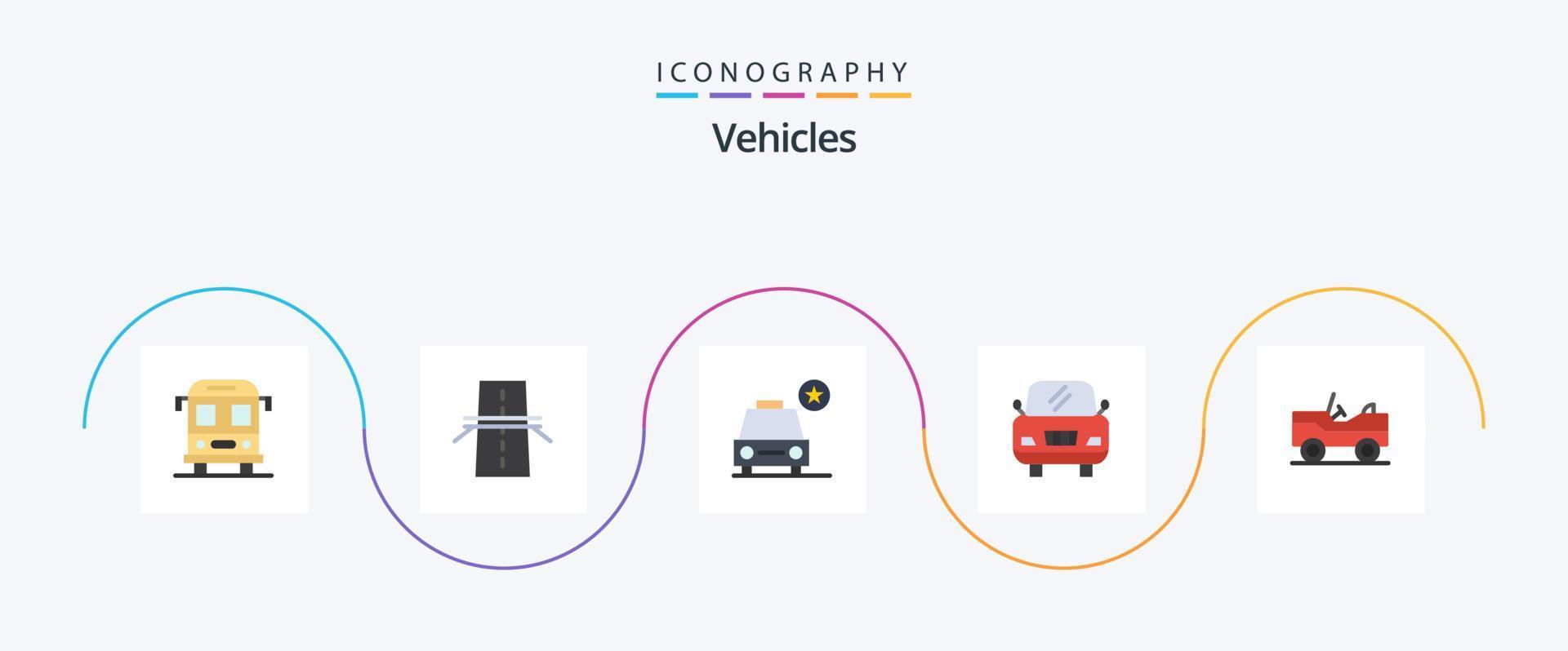 Paquete de 5 iconos planos de vehículos que incluye. vehículo. auto. militar. auto vector