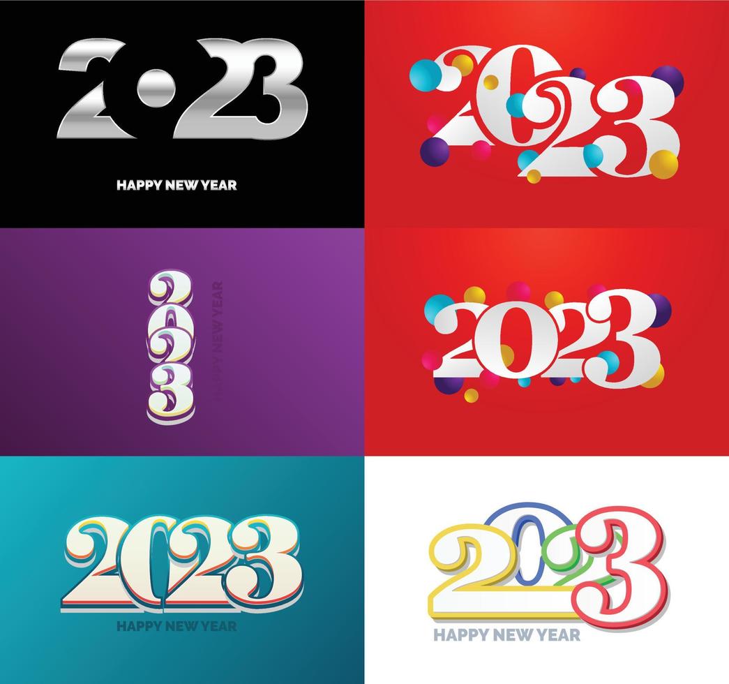 gran conjunto de 2023 feliz año nuevo diseño de texto de logotipo plantilla de diseño de número 2023 vector