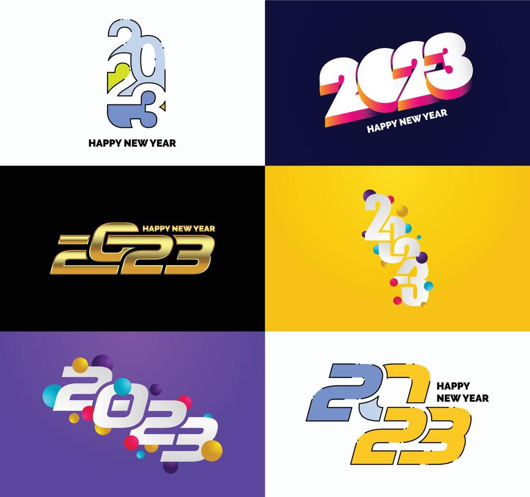 Big Set of 2023 Happy New Year logo text design 2023 number design template vector