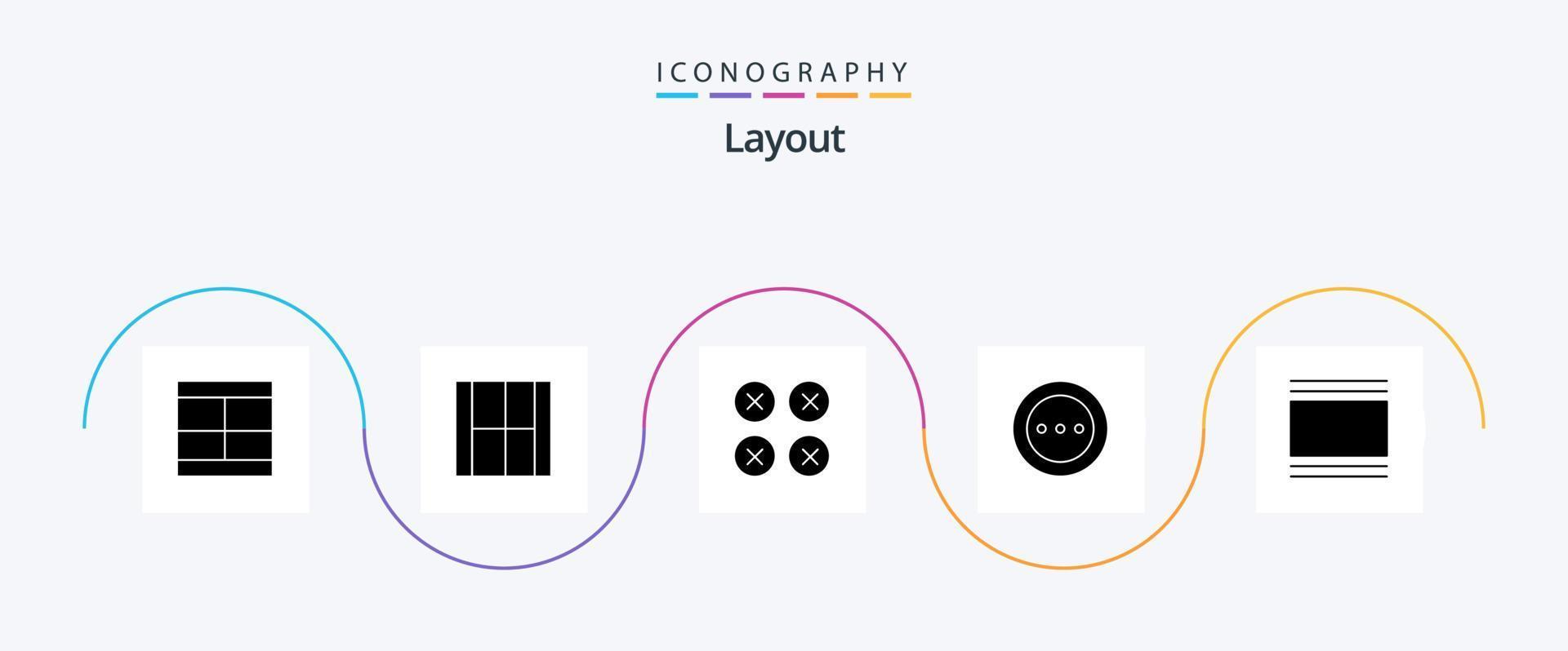 Layout Glyph 5 Icon Pack Including layout. cover. ui. radio. loading vector
