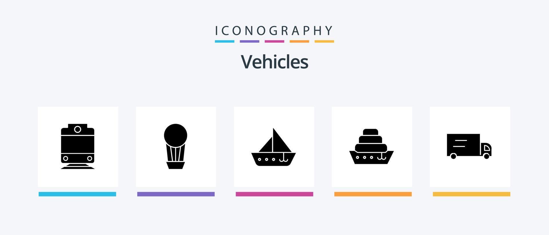 Vehicles Glyph 5 Icon Pack Including . vehicles. vehicles. vessel. Creative Icons Design vector