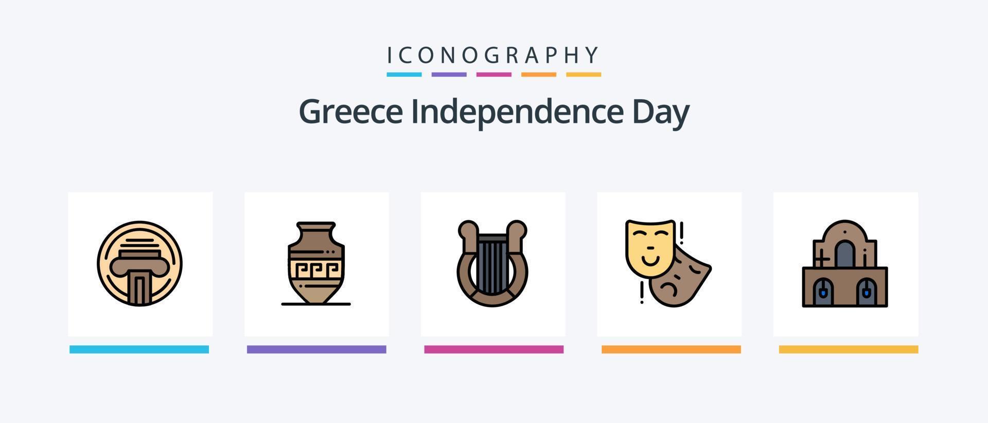 Greece Independence Day Line Filled 5 Icon Pack Including . text. masks. file. seurity. Creative Icons Design vector