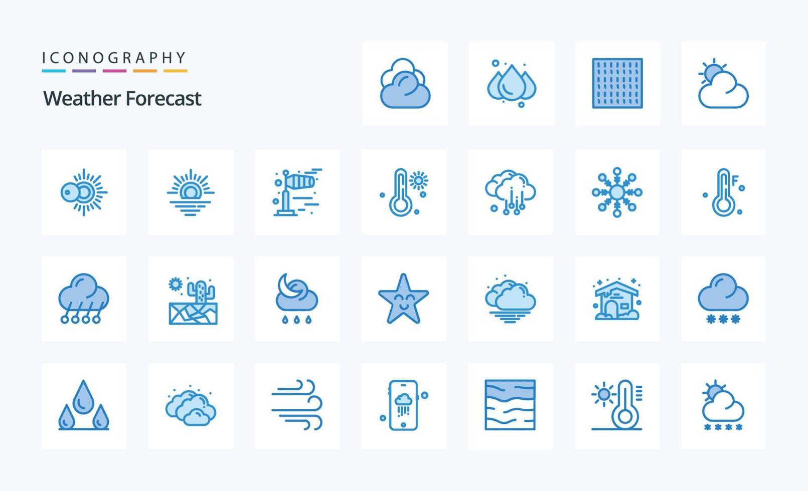 25 Weather Blue icon pack vector