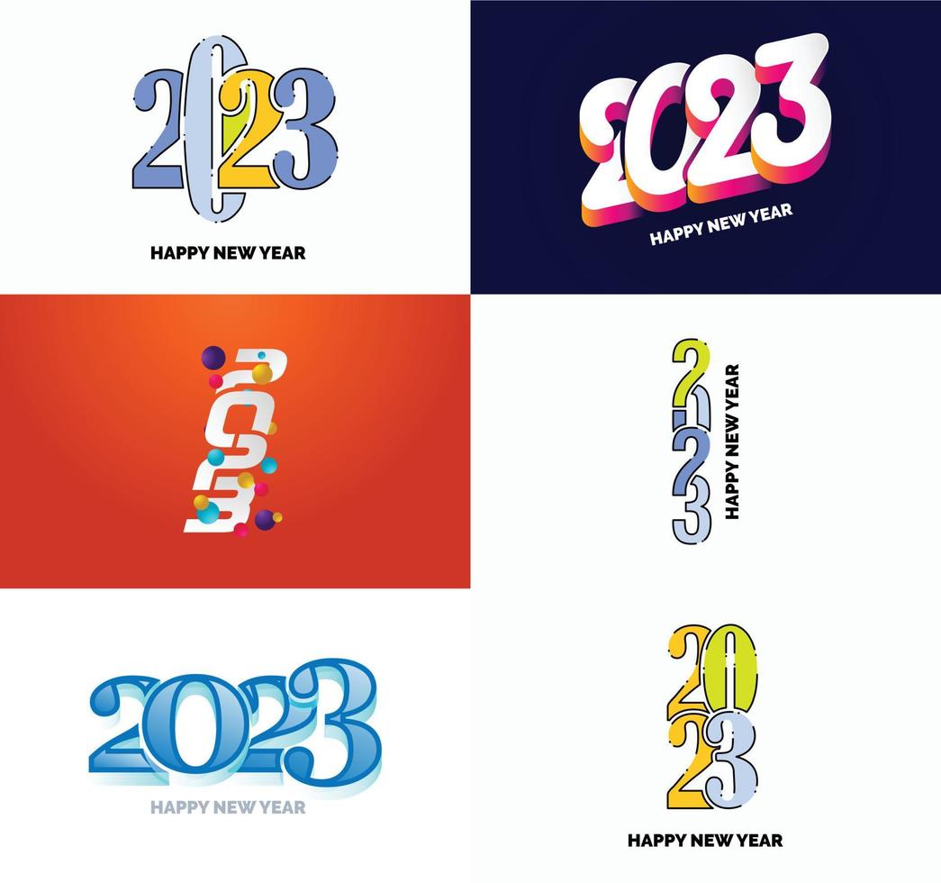 gran conjunto de 2023 feliz año nuevo diseño de texto de logotipo plantilla de diseño de número 2023 vector