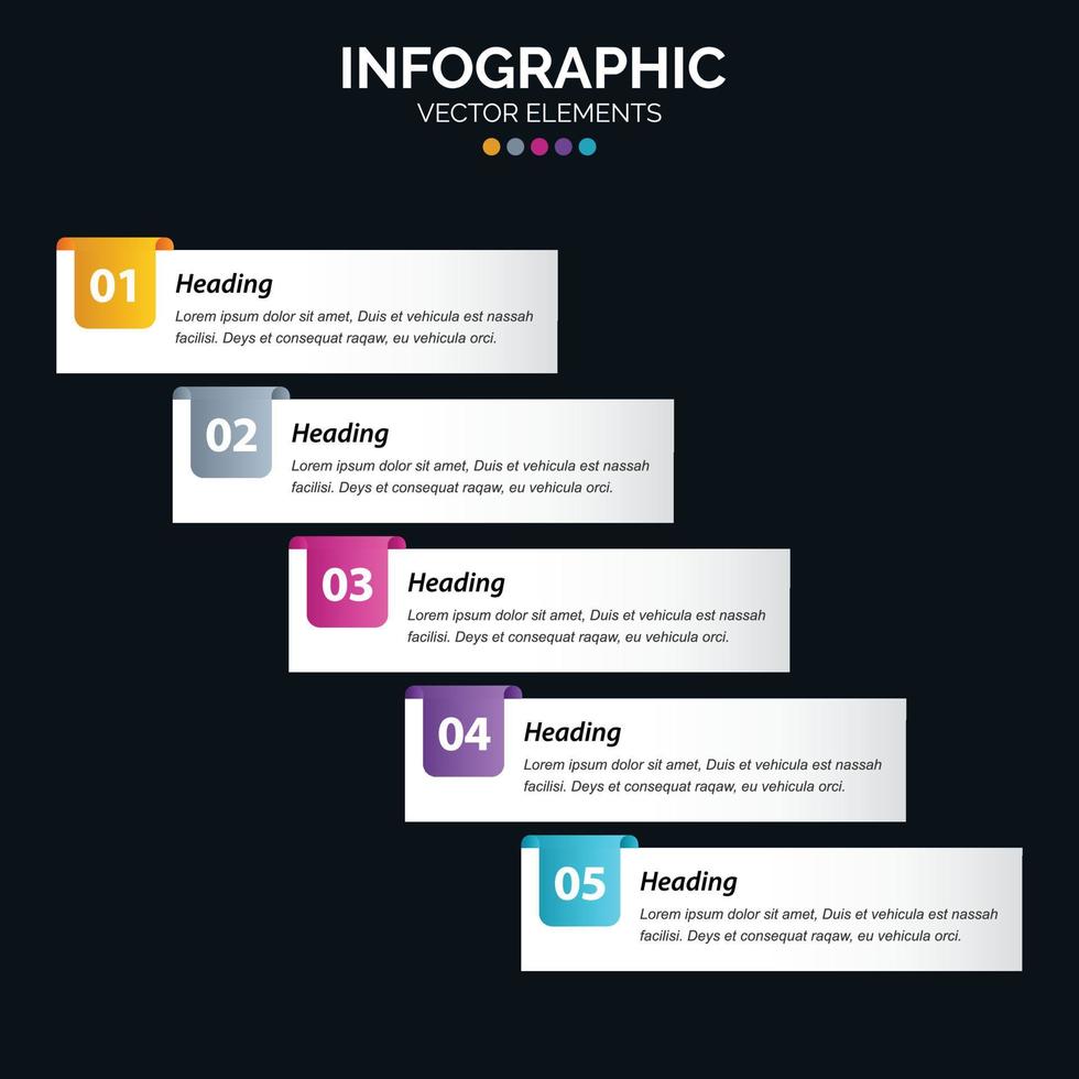 Diagrama de infografía de 5 opciones Informe anual Diseño web Concepto de negocio Pasos o procesos vector