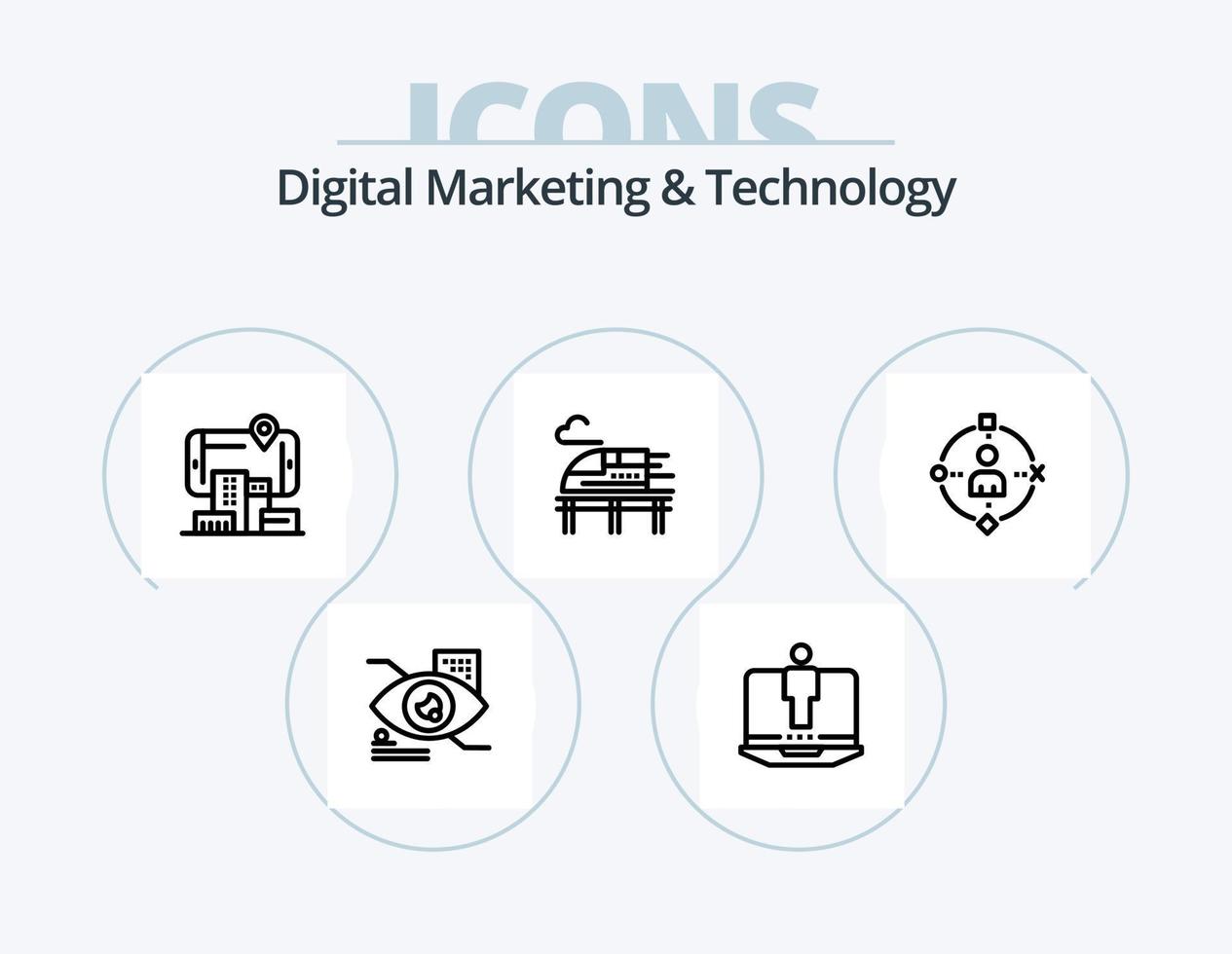 Digital Marketing And Technology Line Icon Pack 5 Icon Design. learning. technology. human. eyetap. eye vector