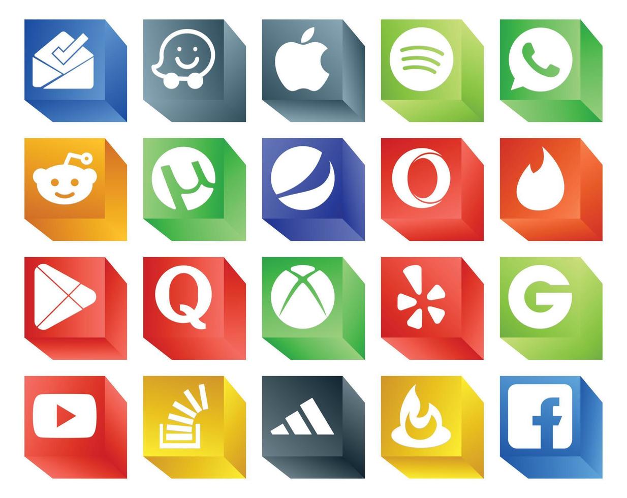 20 Social Media Icon Pack Including youtube yelp opera xbox quora vector