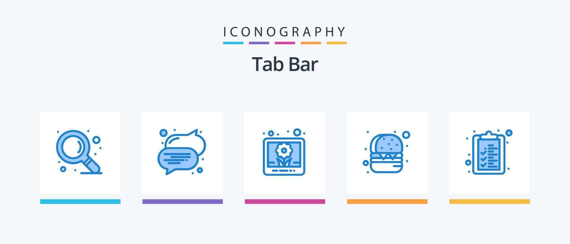 Tab Bar Blue 5 Icon Pack Including . pictures. list. check list. Creative Icons Design vector