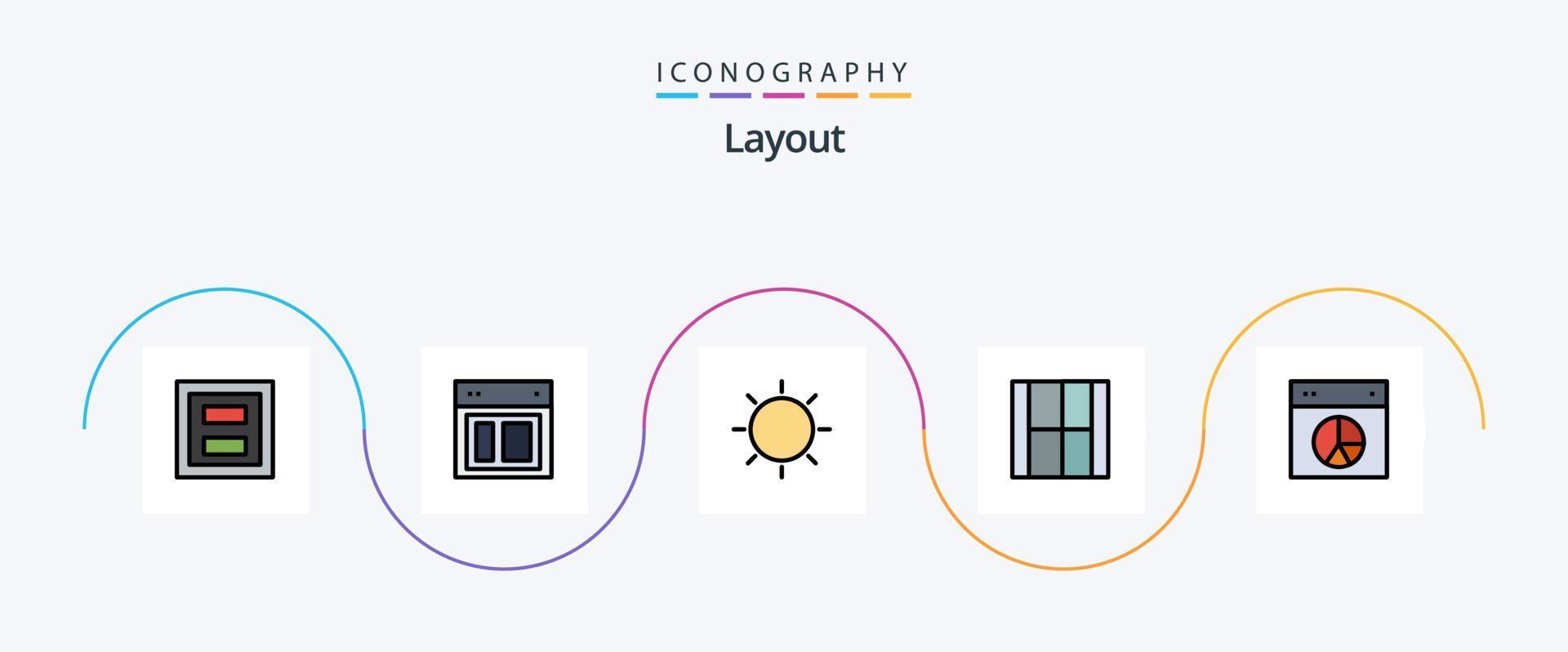 Layout Line Filled Flat 5 Icon Pack Including draw. create. web. tool. layout vector