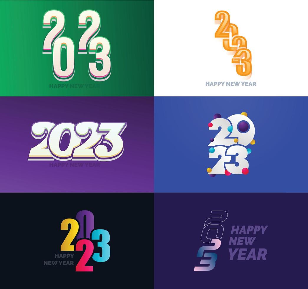 gran conjunto de 2023 feliz año nuevo diseño de texto de logotipo plantilla de diseño de número 2023 vector