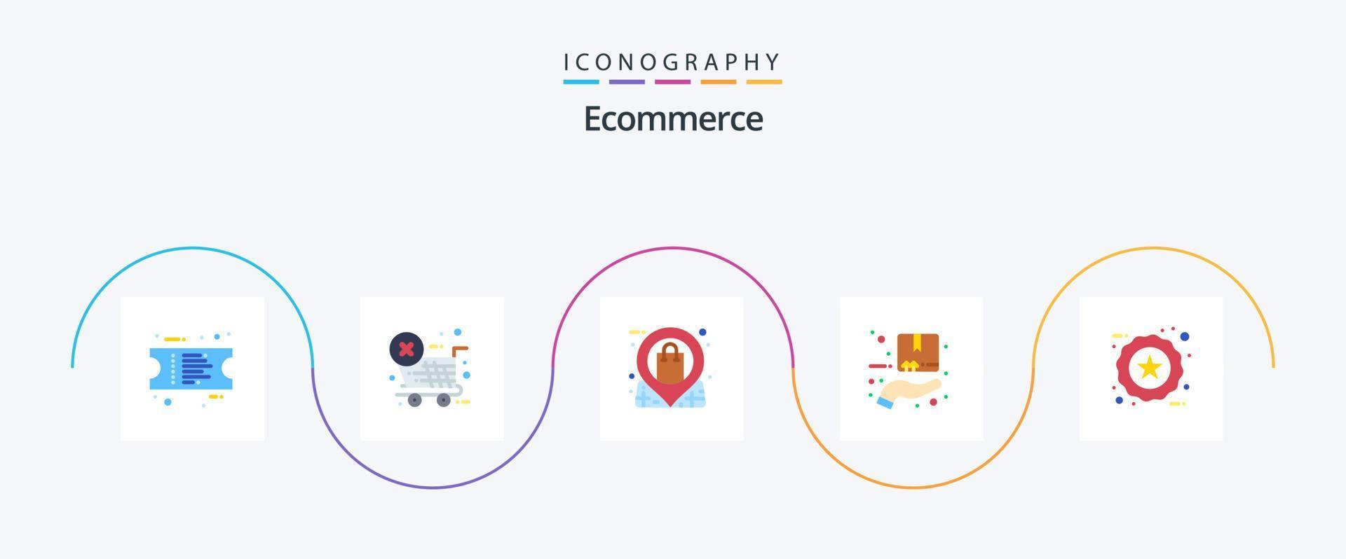 paquete de iconos planos de comercio electrónico 5 que incluye favorito. insignia. alfiler. mano. caja vector