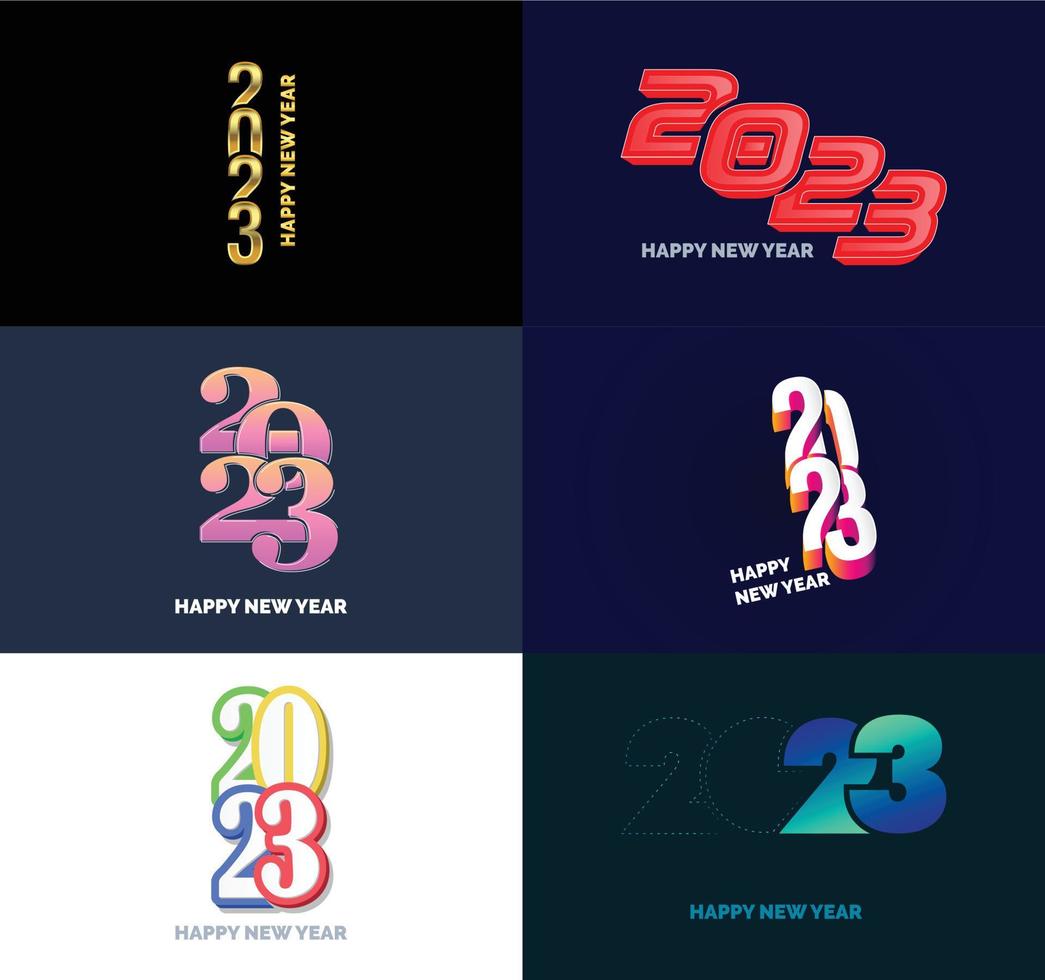 Big Collection of 2023 Happy New Year symbols Cover of business diary for 2023 with wishes vector
