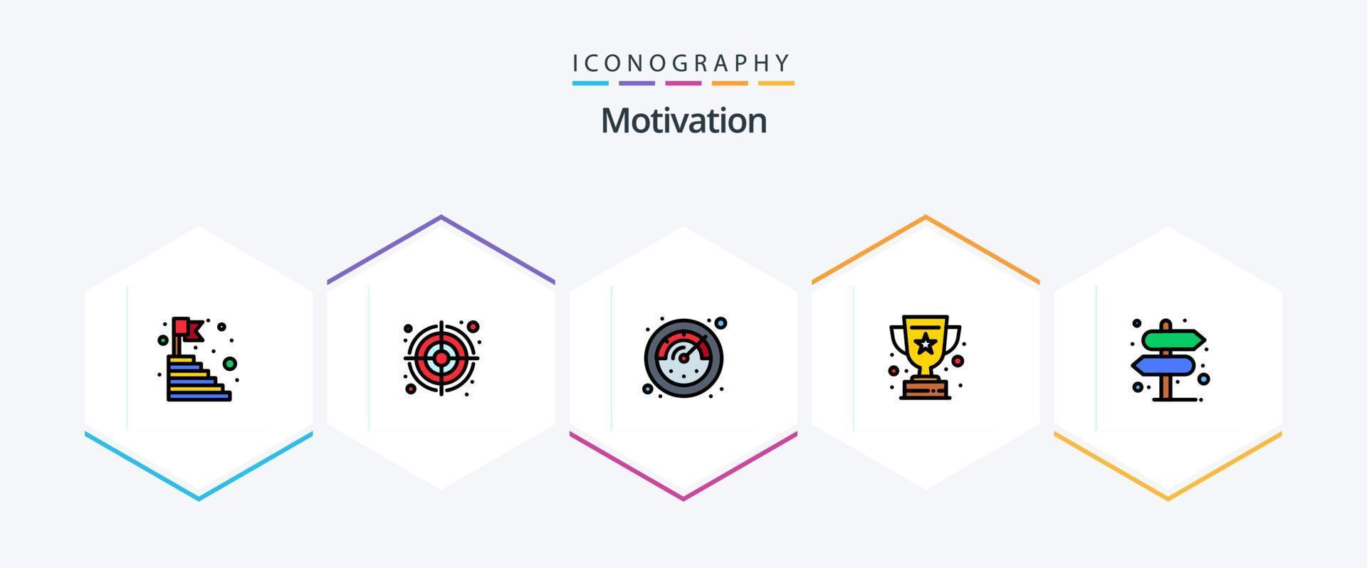 Motivation 25 FilledLine icon pack including pointer. direction. deadline. success. prize vector