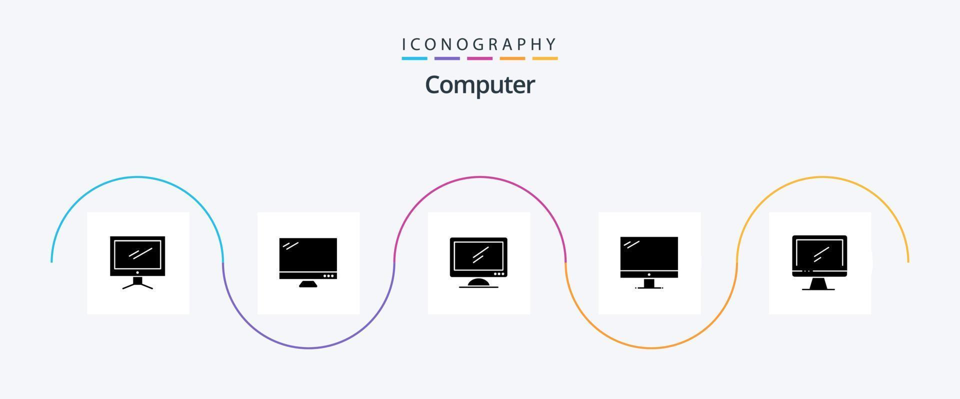 Computer Glyph 5 Icon Pack Including . vector