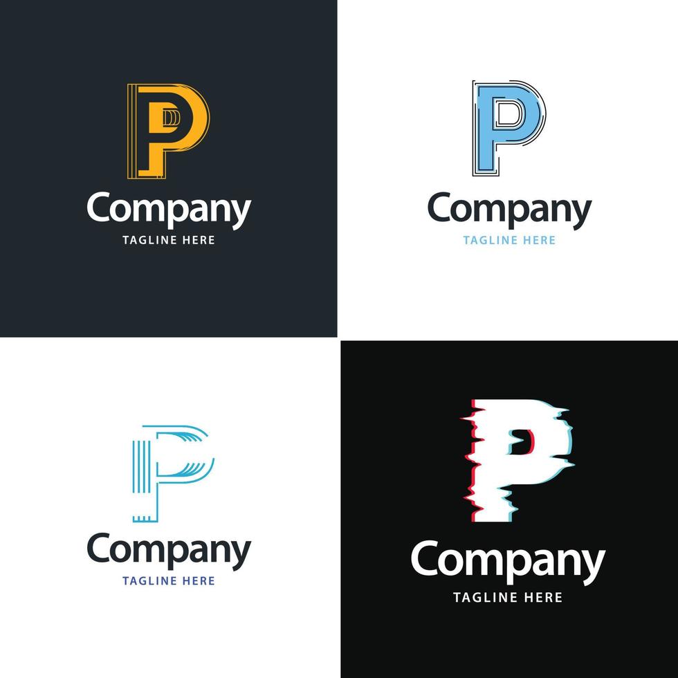 diseño de paquete de logotipo grande de letra p diseño de logotipos modernos y creativos para su negocio vector