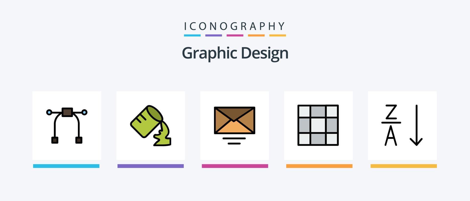 la línea de diseño llenó el paquete de 5 íconos que incluye . aumentar .. diseño de iconos creativos vector